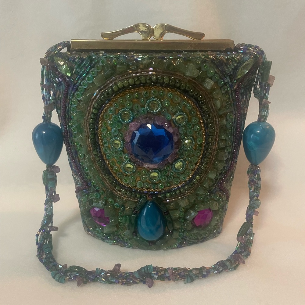 Motif by Mary Frances jeweled hard case small evening bag.